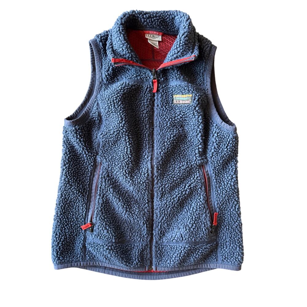 L.L. Bean Gray Sherpa Fleece XS Women’s Vest Orange Accents